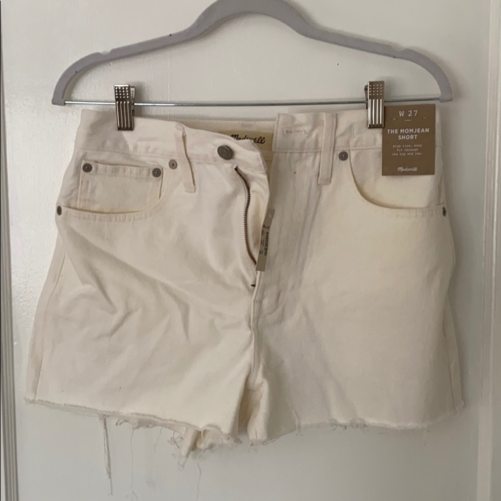 Madewell high rise white denim shorts